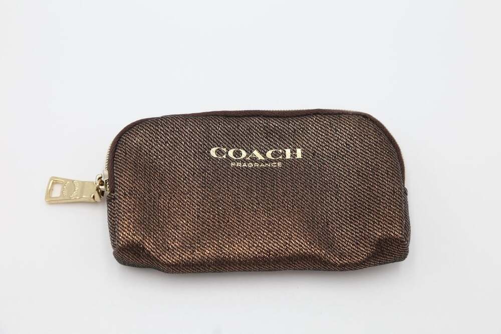 Coach Fragrance Pouch Bronze Metallic Zip Cosmetic Bag